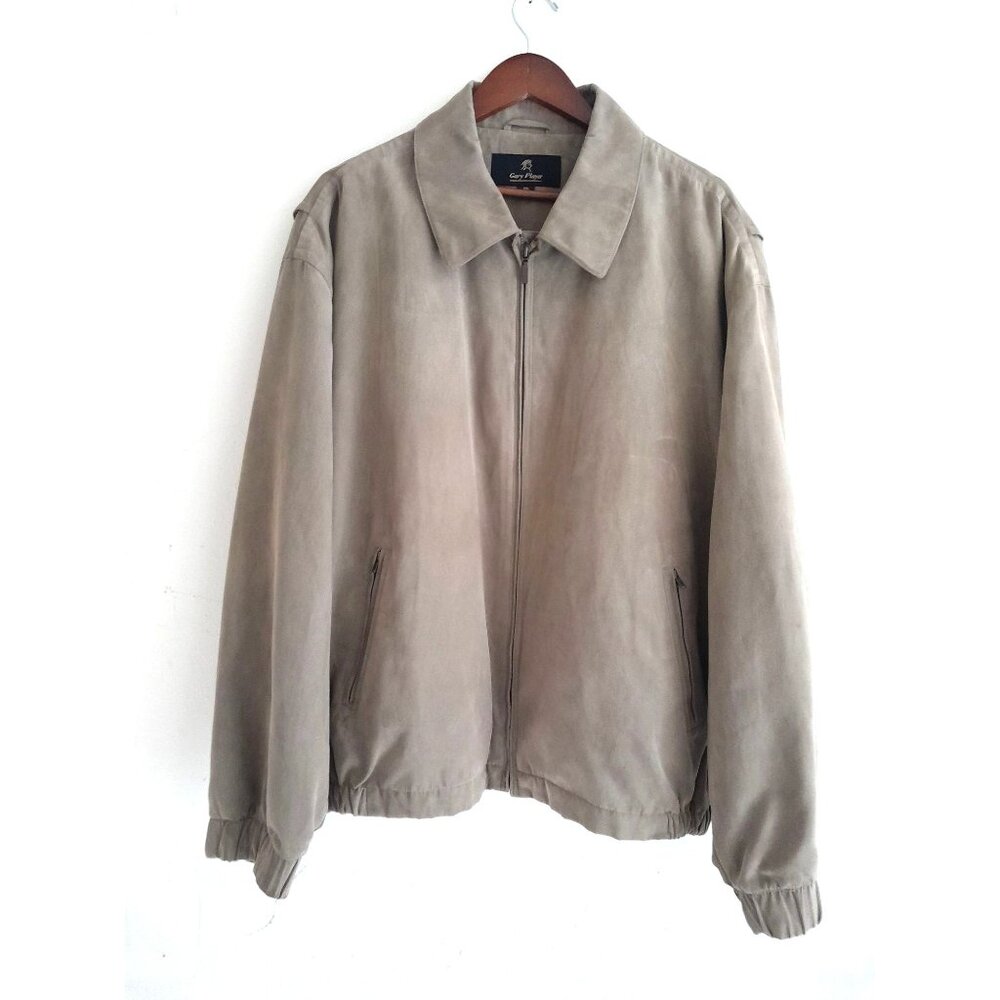 Gary Player Suede Bomber Outdoor Casual Golf Jacket Tan Size XXL